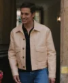 Gabriel Beige Emily in Paris S03 Beige Leather Jacket