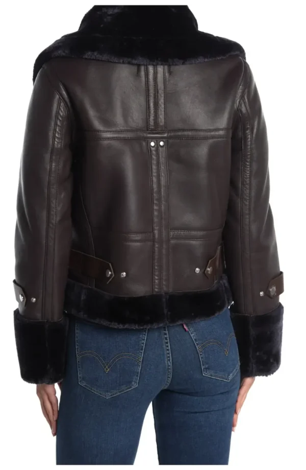 Gossip Girl Julien Calloway Fur Trim Black Leather Jacket Back 1