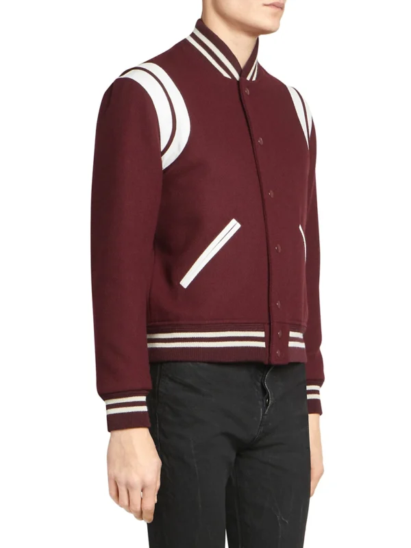 Gossip Girl Julien Calloway Maroon Varsity Jacket Side