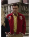 Gossip Girl Reboot S02 Max Wolfe Red Bomber Jacket For Sale With Yellow Shirt