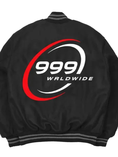 Juice Wrld 999 Life Black Wool Fabric Letterman Jacket Back