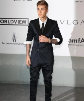 Justin Bieber Double Breasted Black Suit