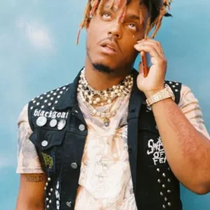 Legends Never Die Juice Wrld Black Studded Denim Vest