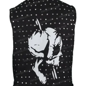 Legends Never Die Juice Wrld Black Studded Denim Vest Back 1