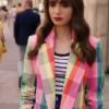 Lily Collins Emily In Paris S03 Multicolor Coat
