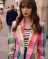 Lily Collins Emily In Paris S03 Multicolor Coat