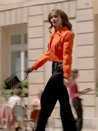 Lily Collins Emily in Paris S03 Orange Cotton Jacket