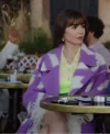 Lily CollinsEmily in Paris S03 Purple Wool Trench Coat