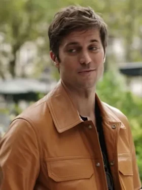 Lucas Bravo Emily in Paris S03 Brown Leather Jacket