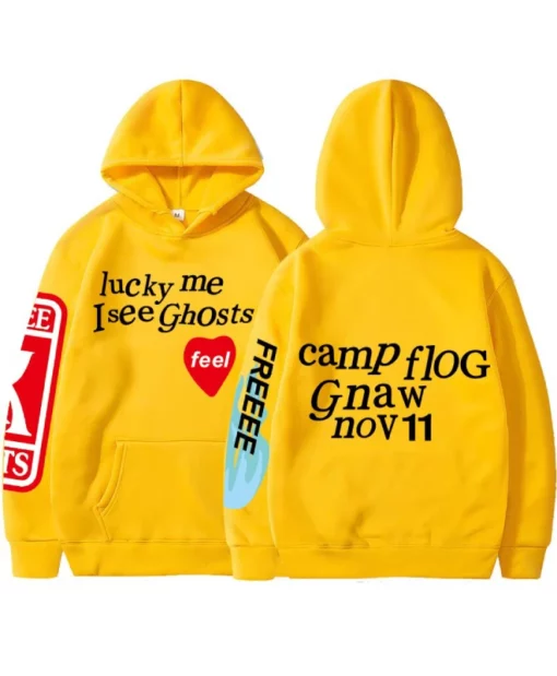 Lucky Me I See Ghosts Yellow Hoodie
