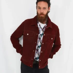 Mens Burgundy Suede Jacket For Men