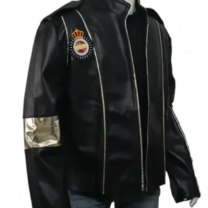 Michael Jackson Black Stand Up Collar Leather Jacket Back