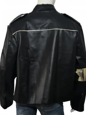 Michael Jackson Black Stand Up Collar Leather Jacket Front