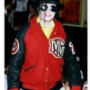 Michael Jackson Red And Black Wool With Faux Leather Varsity Jacket