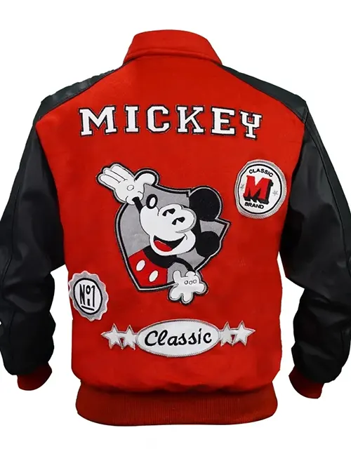 Michael Jackson Red And Black Wool With Faux Leather Varsity Jacket Back