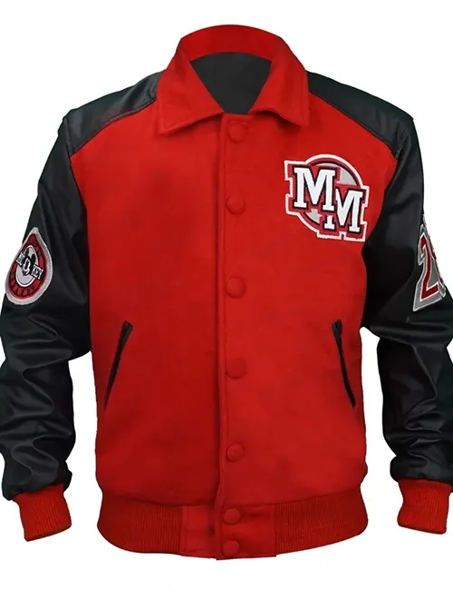 Michael Jackson Red And Black Wool With Faux Leather Varsity Jacket Front