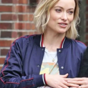 Olivia Wilde Satin Bomber Jacket