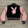 Playboy Pink Cropped Varsity Jacket Back
