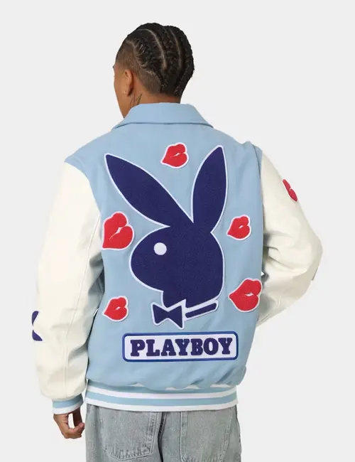 Playboy Varsity Blue Jacket Back