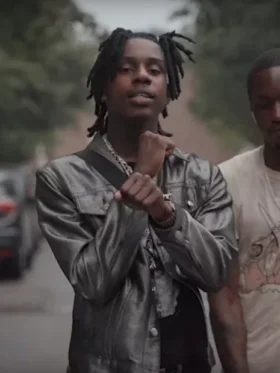 Polo G Heartless Silver Leather Jacket For Sale