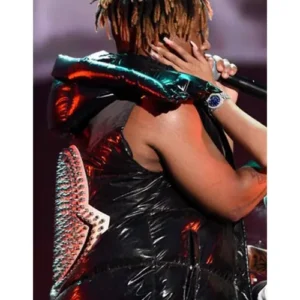 Rapper Juice Wrld Black Puffer Vest With Studs Back