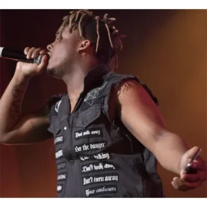 Rapper Juice Wrld Denim Patch Black Vest Overveiw