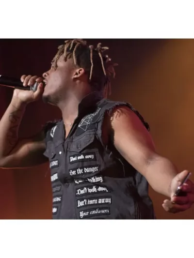 Rapper Juice Wrld Denim Patch Black Vest Overveiw