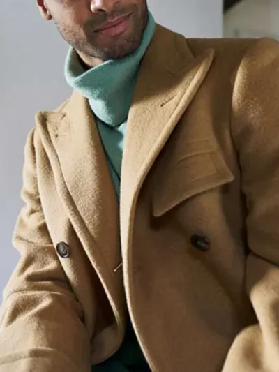 Rege-Jean Page TV Show Bridgerton S02 Simon Basset Beige Mens Long Double Breasted Wool Coat