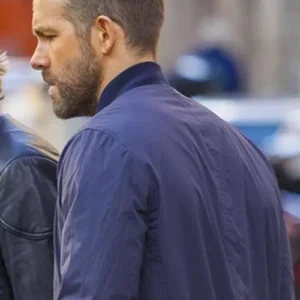 Ryan Reynolds Blue Bomber Jacket Back