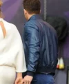 Ryan Reynolds Blue Bomber Real Leather Jacket Back