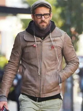 Ryan Reynolds Brown Biker Jacket 