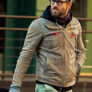 Ryan Reynolds Brown Biker Jacket Front