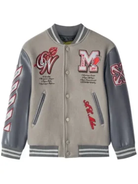 Ac Milan Grey Wool Varsity Jacket
