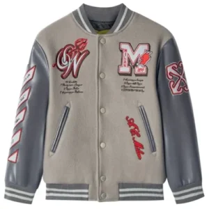 Ac Milan Grey Wool Varsity Jacket