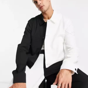Black And White Color Block Jacket