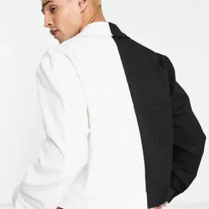 Black And White Color Block Jacket Back