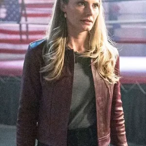 Caitlin Bassett Quantum Leap S02 Maroon Leather Jacket