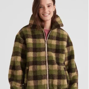 Checked Fleece Jacket Womens