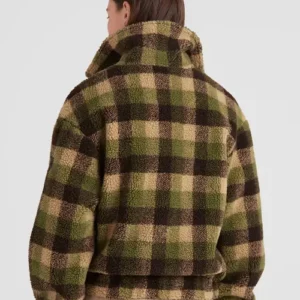 Checked Fleece Jacket Womens Back