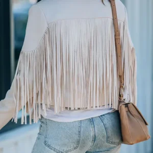 Cropped Fringe Jacket Back