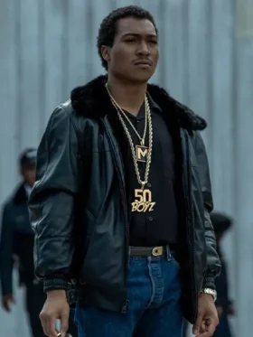 Demetrius Lil Meech Flenory BMF 2021 Demetrius Big Meech Flenory Black Leather Jacket On sale