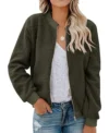 Fleece Bomber Jacket Womens