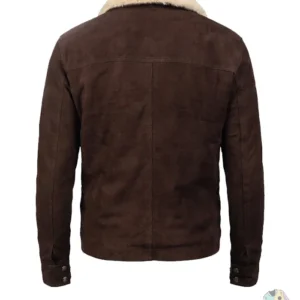 Adam Dark Brown Shearling Suede Leather Jacket Mens Back