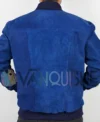 Blue Suede Bomber Jacket back