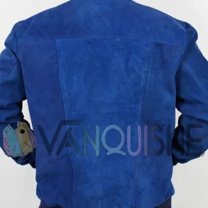 Blue Suede Bomber Jacket back