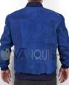 Blue Suede Bomber Jacket backk