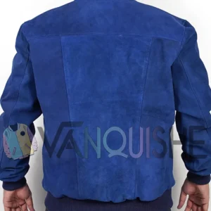 Blue Suede Bomber Jacket backk