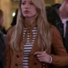 Buy Gossip Girl 2021 Serena Van Woodsen Brown Leather Coat