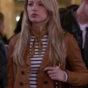 Buy Gossip Girl 2021 Serena Van Woodsen Brown Leather Coat