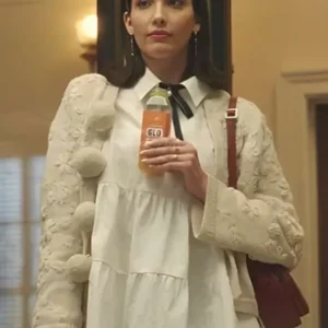 Buy Gossip Girl Zion Moreno White Embroidered Pom Pom Cardigan